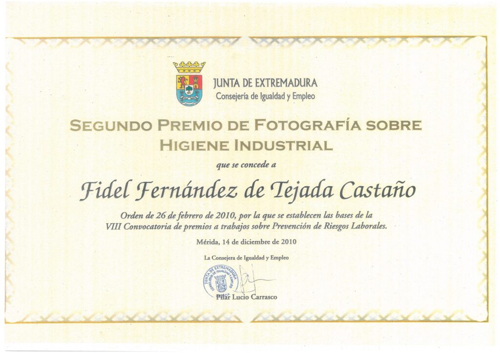 2º PREMIO FOTOGRAFIA HIGIENE INDUSTRIAL JUNTA DE EXTREMADURA